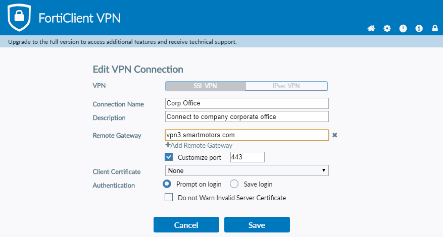 Fortinet vpn client